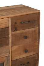 J-Line Kast Retro Gerecycleerd Hout/Glas Naturel