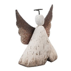 Decoratie Beeld Engel 8x3x9 cm Wit Bruin Hout