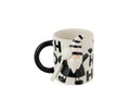 J-Line mok + lepel Kerstman Dolomiet - keramiek - wit/zwart
