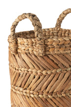J-Line mand Gevlochten - raffia - naturel - set van 3