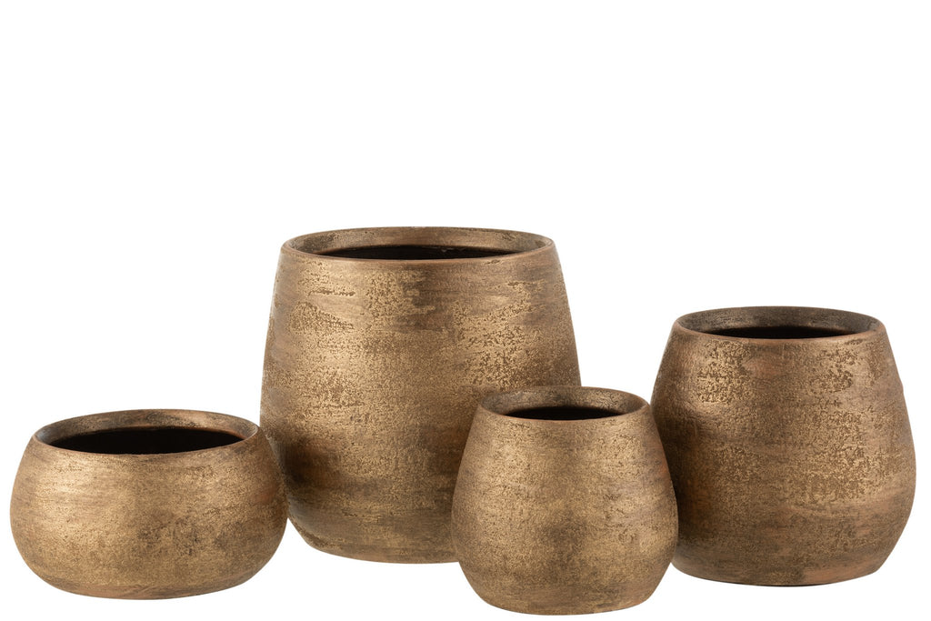J-Line bloempot Oneffen Ruw - keramiek - goud - large - Ø 24.00 cm