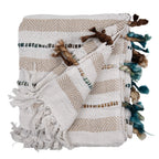Plaid 125x150 cm Beige Katoen Strepen Deken