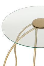 J-Line tafel Rond - metaal/glas - goud - 2 stuks
