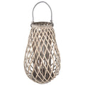 Windlicht Ø 38x60 cm Grijs Hout Kaarsenhouder