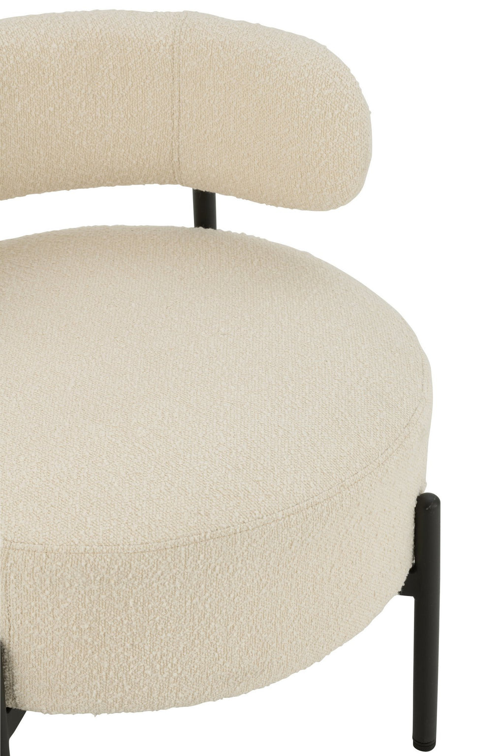 J-Line loungestoel Bouclé - multiplex/polyester - wit/zwart