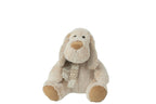 J-Line Hond+Sjaal Zittend Pluche Polyester Beige/Bruin Medium