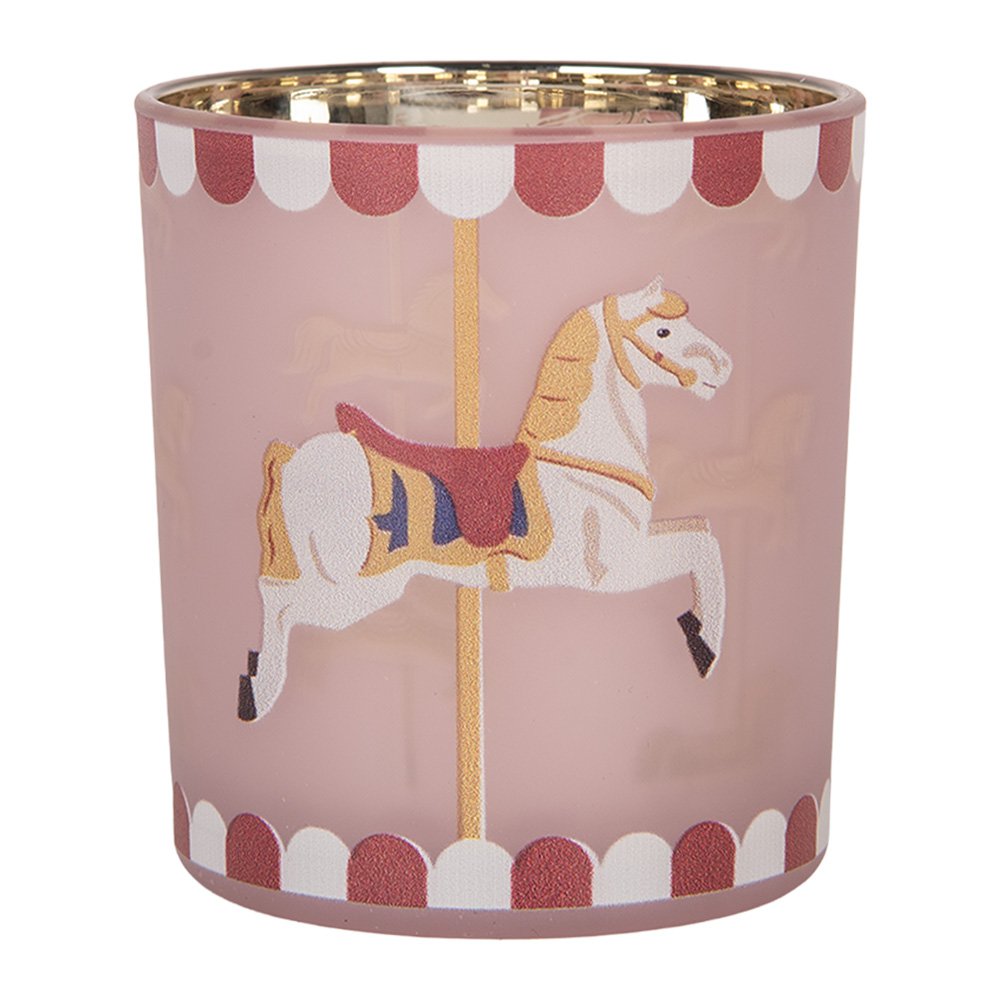 Waxinelichthouder Ø 7x8 cm Roze Glas