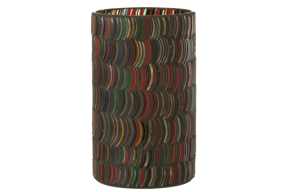 J-Line windlicht Mozaiek Curve - glas - mix - large