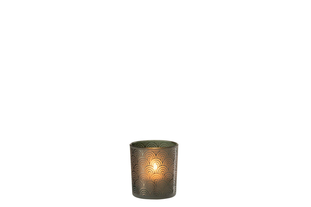 J-Line theelichthouder Boog - glas - groen - small