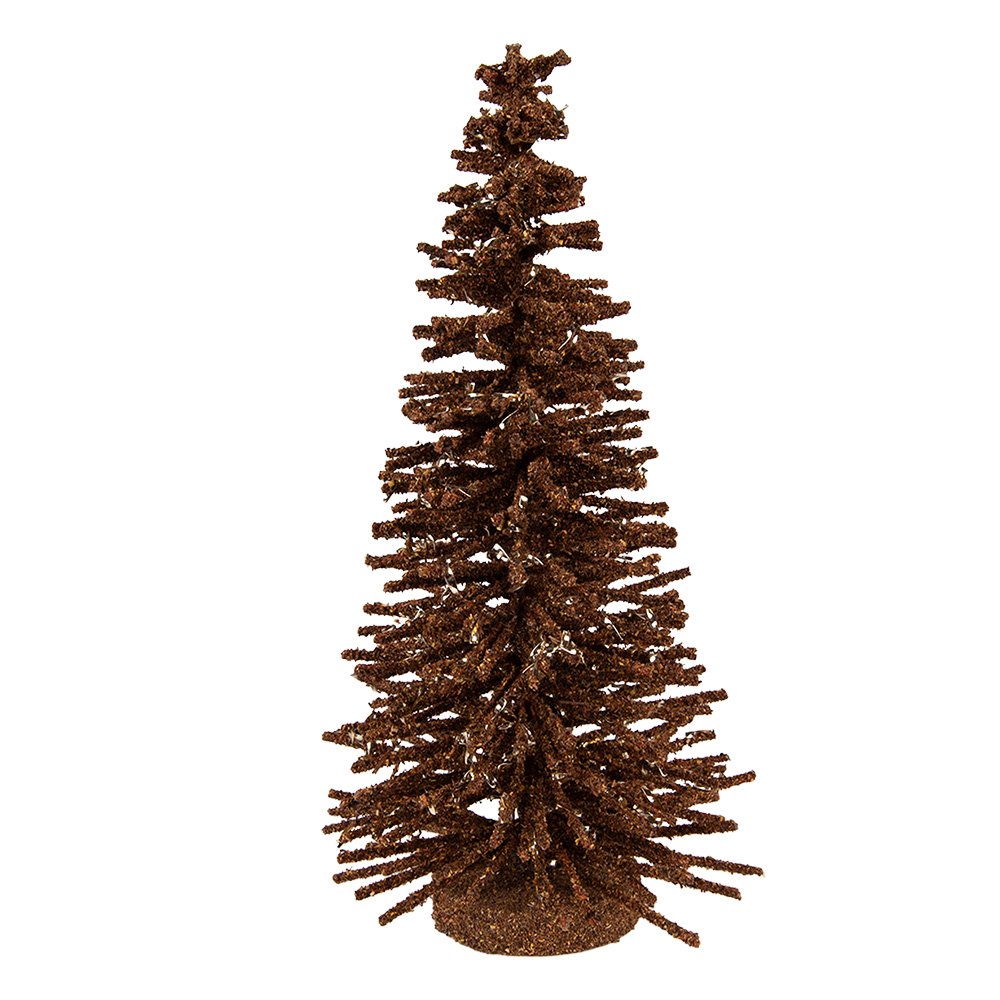 Kerstdecoratie Beeld Kerstboom Ø 14x25 cm Bruin Hout