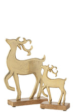 J-Line figuur Rendier Op Voet - aluminium/hout - goud - large