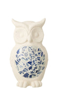 J-Line decoratie Uil Mozaïek - polyresin - beige/blauw
