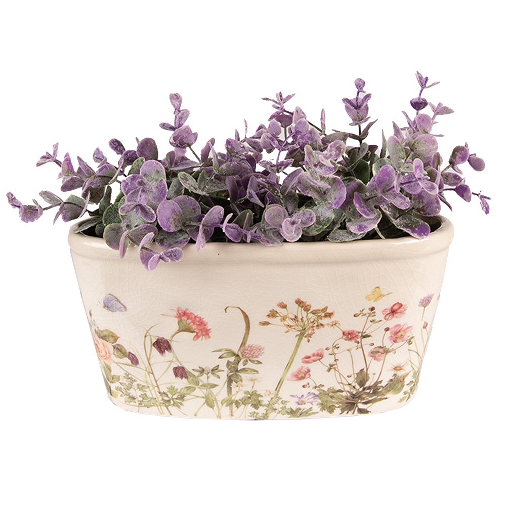 Bloempot 23x10x11 cm Roze Beige Keramiek Bloemen Bloempot Binnen