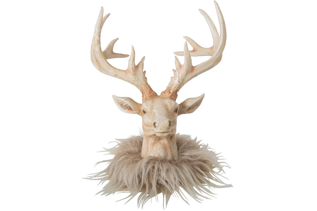 J-Line decoratie Rendier - polyresin - lichtbeige - small