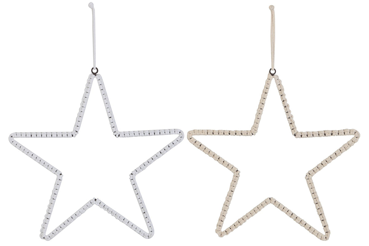 Metalenhanger ster 39x39x1cm creme