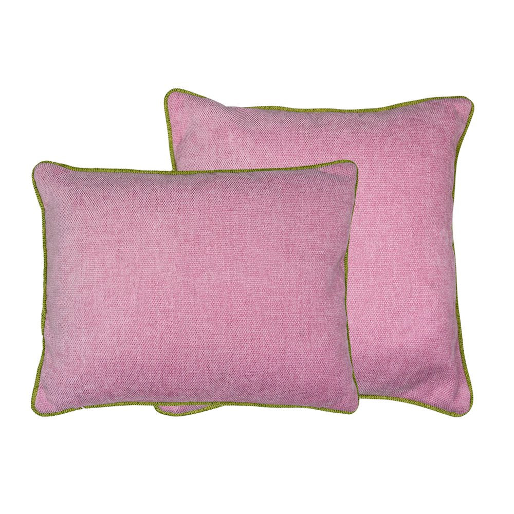 Kussen met bies roze lime 45x45cm*