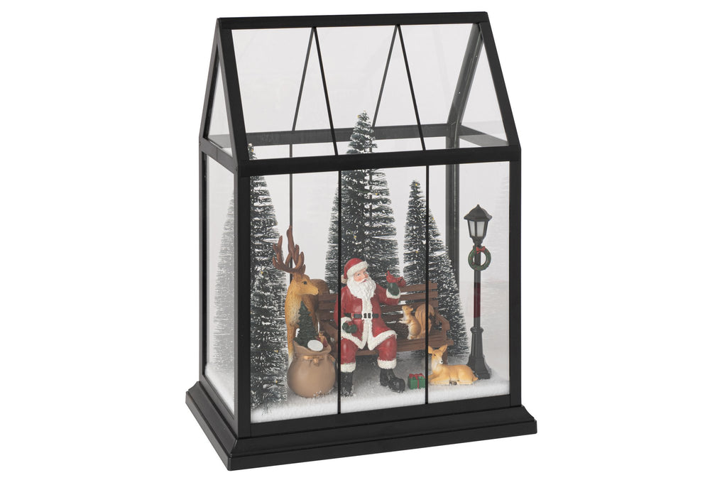 J-Line Ledkerstman met dieren - glas/synthetisch - multikleur - medium