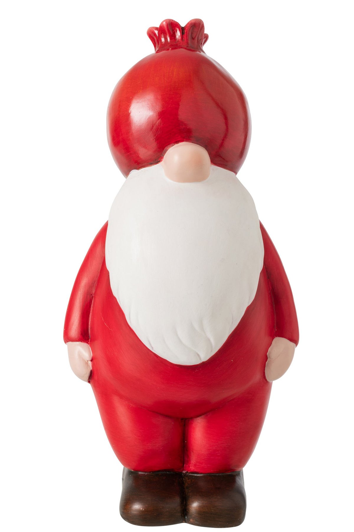 J-Line Kerstman Granaatappel - keramiek - kerstrood/wit - L