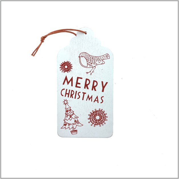 Kerstkaartjes hout - 5cm x 11 cm - 10 stuks