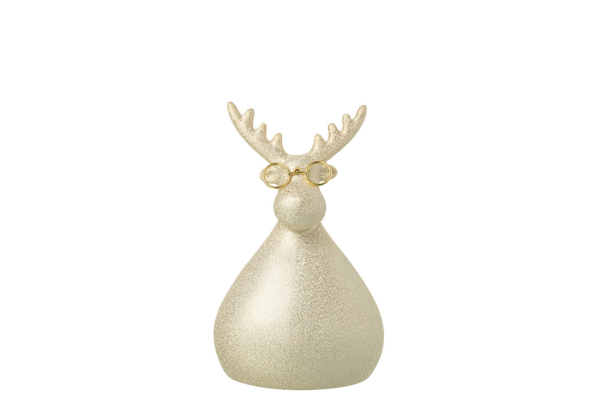 J-Line figuur Rendier - porselein - goud - S