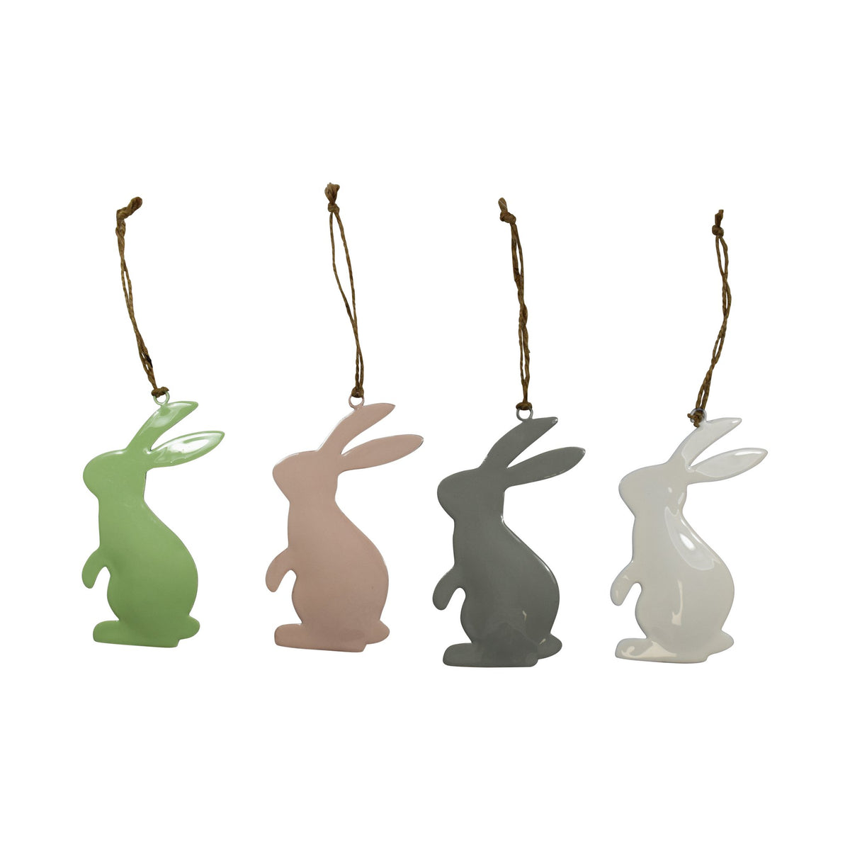 Metalenhanger konijn 12cm wit/grijs/groen/roze