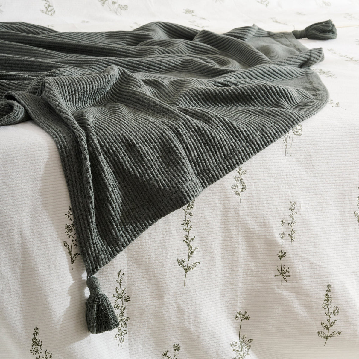 Gooi deken | Katoenen Bamboe Koord Rib | | Maïs rij
