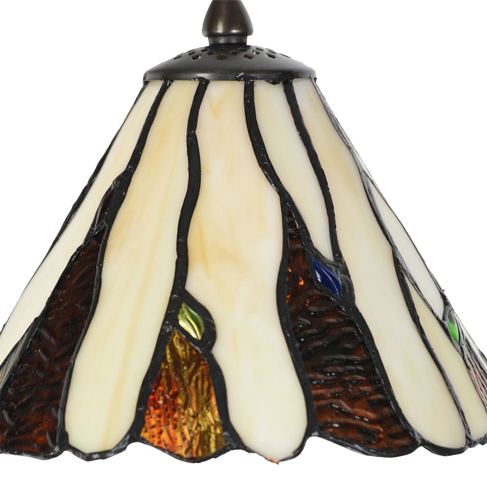 Tiffany Tafellamp Ø 20x60 cm Beige Bruin Glas Tiffany Bureaulamp