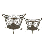 Opbergmand Set van 2 Ø 41 cm Groen Bruin IJzer Mand