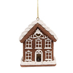 Kersthanger met LED Gingerbread house 9x6x10 cm Bruin Polyresin