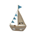 Zeilboot hout blauw-wit 23cm