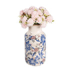 Vaas Ø 14x26 cm Beige Blauw Keramiek Bloemen
