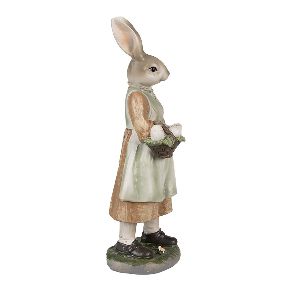 Beeld Konijn 25 cm Bruin Groen Polyresin Paasdecoratie