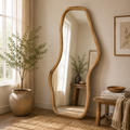 Smooth Curve wandspiegel in natuurlijk mangohout 90x170 cm