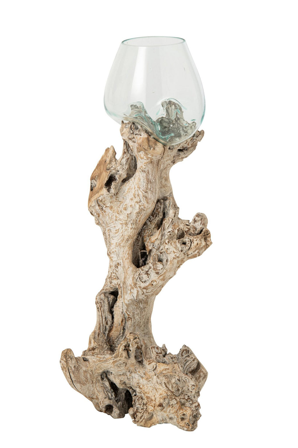 J-Line Vaas op voet - glas - gebroken wit/transparant - large