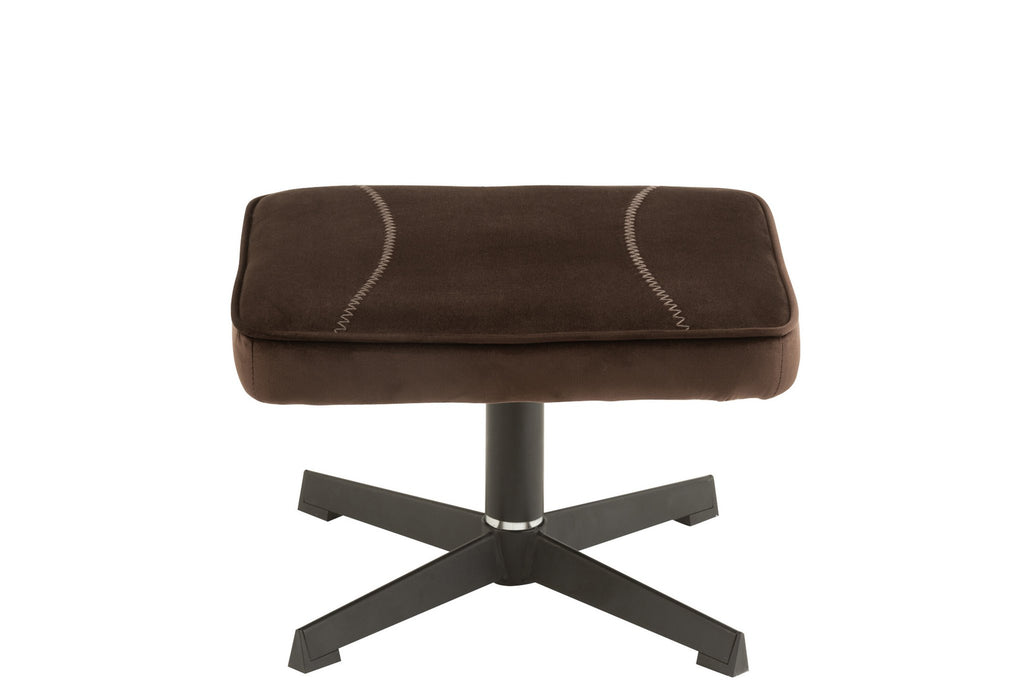 J-Line zetel Relax -+ voetbank - metaal/textiel - donkerbruin