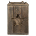 Windlicht 19x19x28 cm Bruin Hout Ster Kaarsenhouder