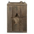 Windlicht 19x19x28 cm Bruin Hout Ster Kaarsenhouder