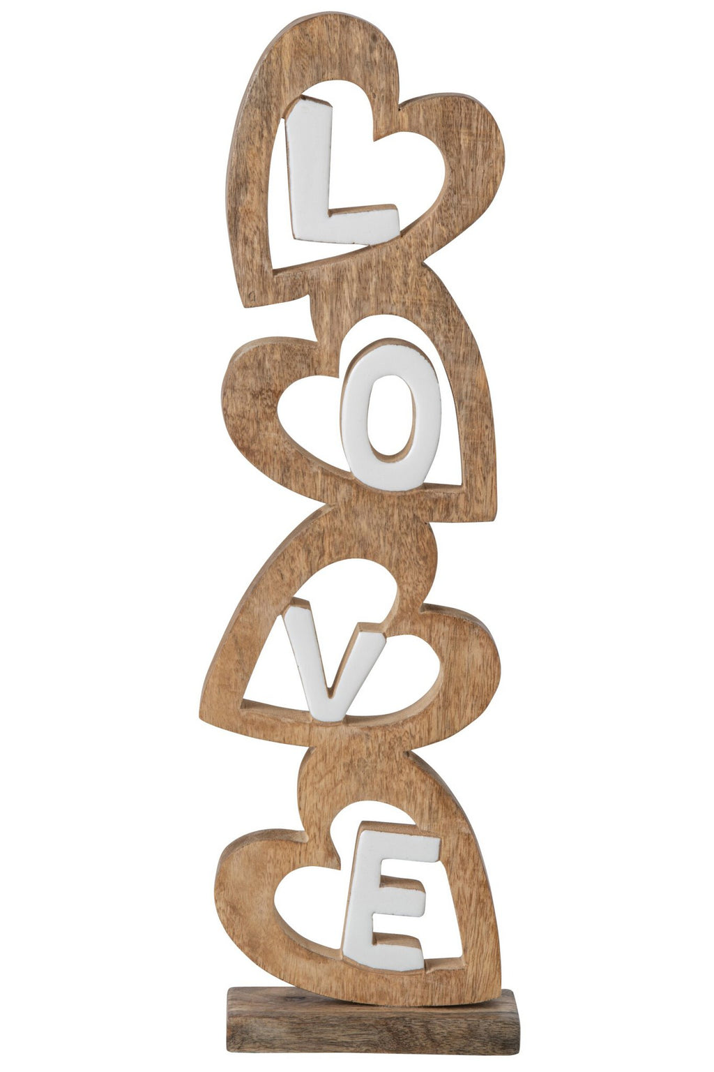 J-Line Love met hart - mangohout - naturel/wit - large