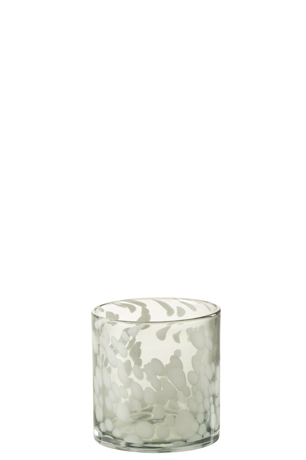 J-Line windlicht Spikkel - glas - grijs/wit - small