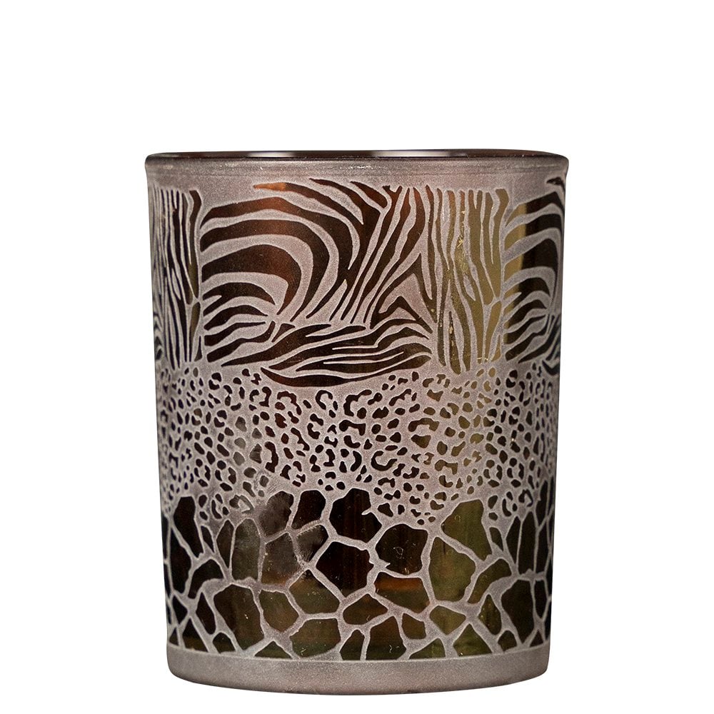 Theelichthouder safari mix bruin medium 12cm*