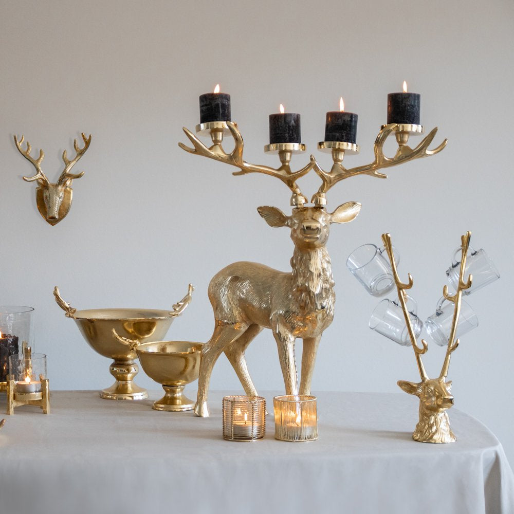 Wanddecoratie hert champagne goud