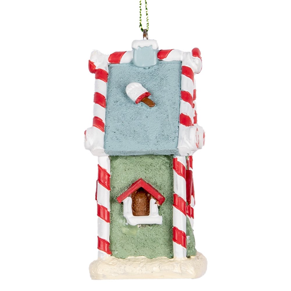 Kersthanger Gingerbread house 6x4x8 cm Groen Kunststof