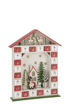 J-Line decoratie Huis Adventskalender- multiplex - rood/wit - LED