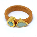Fancy leren ringen Swarovski & emaille (set van 12 stuks)