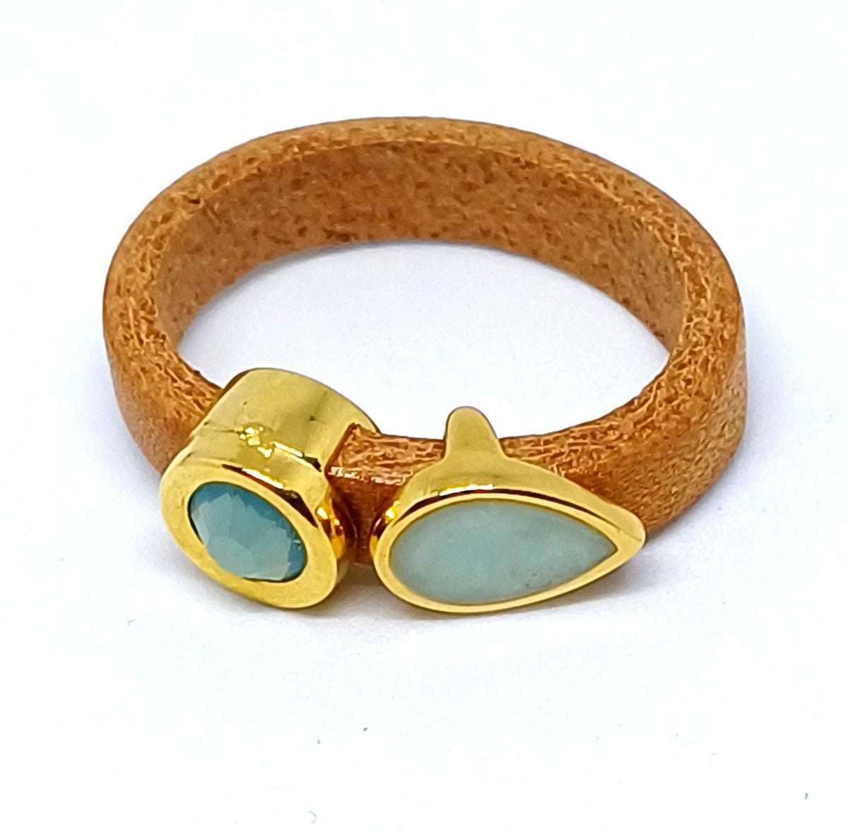 Fancy leren ringen Swarovski & emaille (set van 12 stuks)