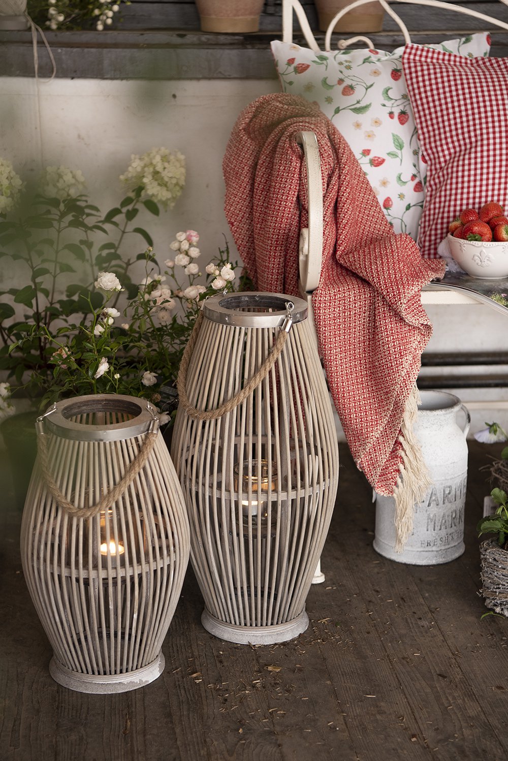 Windlicht Grijs Hout