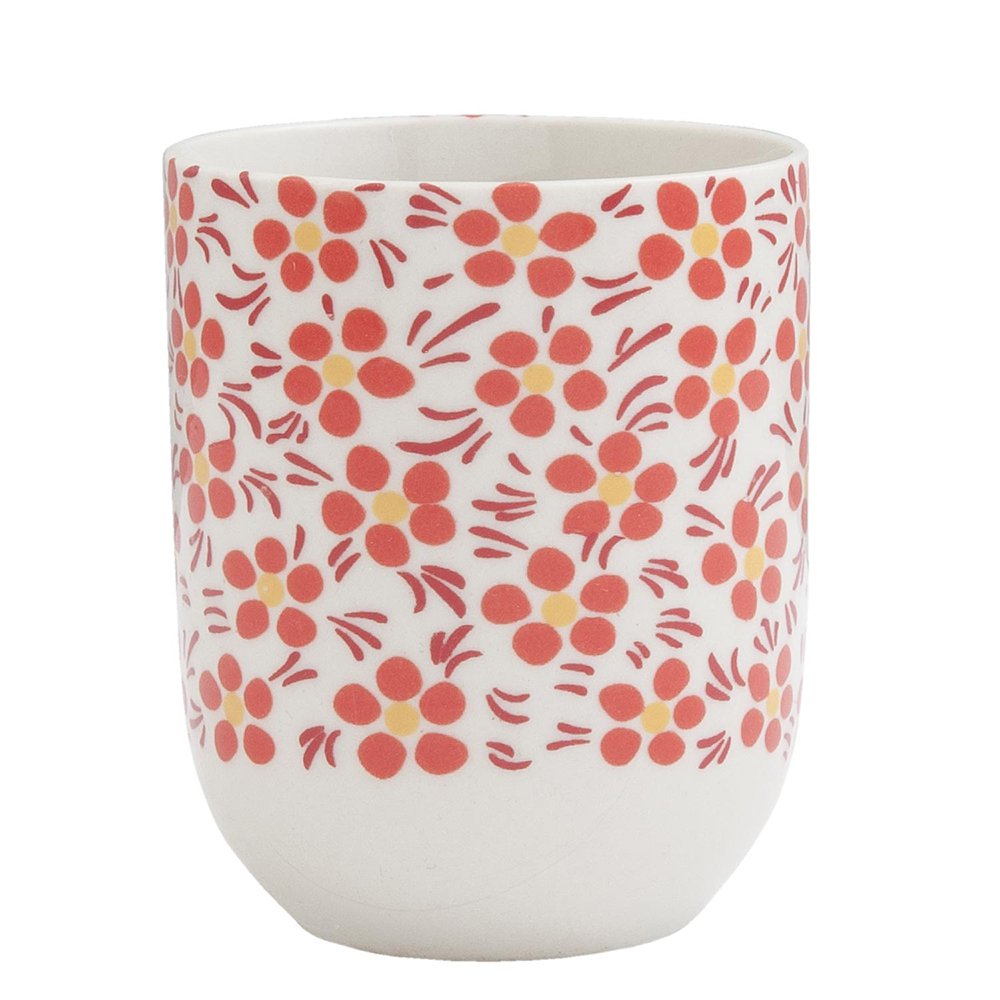 Mok 100 ml Rood Porselein Bloemen Theemok