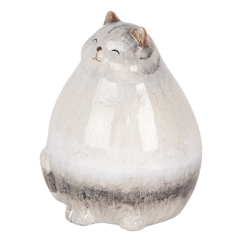 Decoratie Beeld Kat 14x13x18 cm Grijs Keramiek