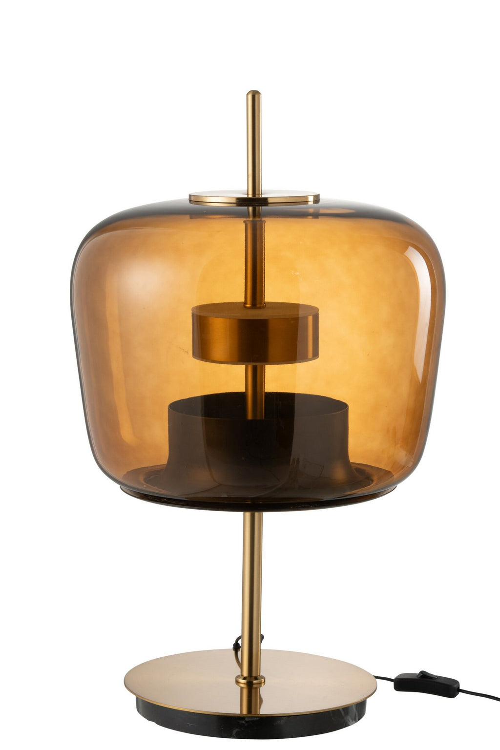J-Line tafellamp - glas - bruin - LED lichtjes