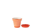 J-Line bloempot Granada Stripes - keramiek - oranje - small - Ø 21 cm